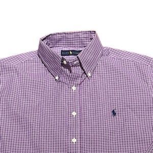 Ralph Lauren Purple Button Down Shirt Classic Cotton, Size 17 Neck, 36/37, NWT